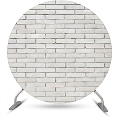 Lofaris Round White Retro Brick Wall Birthday Party Backdrop