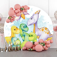 Lofaris Round White Various Dinosaurs Backdrop For Party