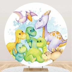 Lofaris Round White Various Dinosaurs Backdrop For Party