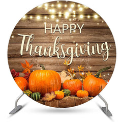 Lofaris Round Wood Light Turkey Pumpkin Thanksgiving Backdrop