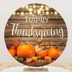 Lofaris Round Wood Light Turkey Pumpkin Thanksgiving Backdrop