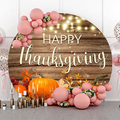 Lofaris Round Wood Light Turkey Pumpkin Thanksgiving Backdrop