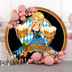 Lofaris Round Wooden Wine Barrel Blonde Oktoberfest Backdrop