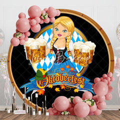 Lofaris Round Wooden Wine Barrel Blonde Oktoberfest Backdrop