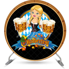 Lofaris Round Wooden Wine Barrel Blonde Oktoberfest Backdrop