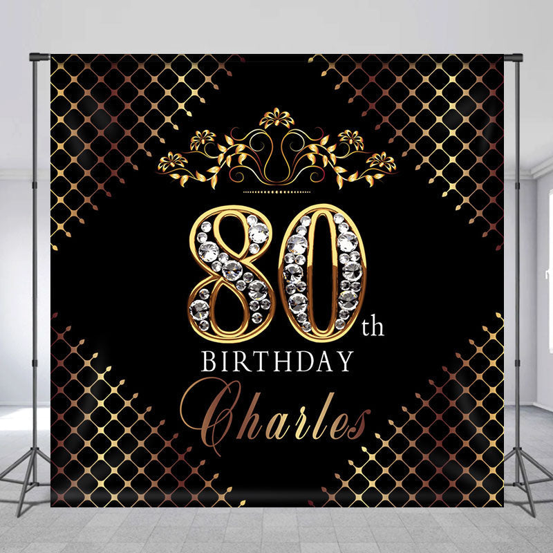 Lofaris Royal Black Gold Diamonds 80th Birthday Backdrop