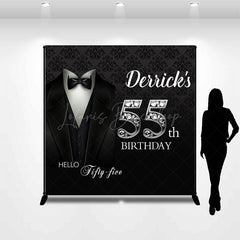 Lofaris Royal Black Suit Custom Name 55th Birthday Backdrop