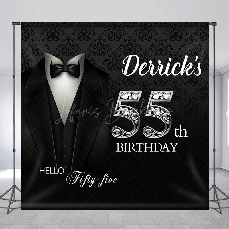 Lofaris Royal Black Suit Custom Name 55th Birthday Backdrop