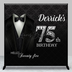 Lofaris Royal Black Suit Custom Name 75th Birthday Backdrop