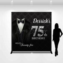 Lofaris Royal Black Suit Custom Name 75th Birthday Backdrop