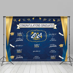 Lofaris Royal Blue And Gloden Hat 2024 Graduation Backdrop