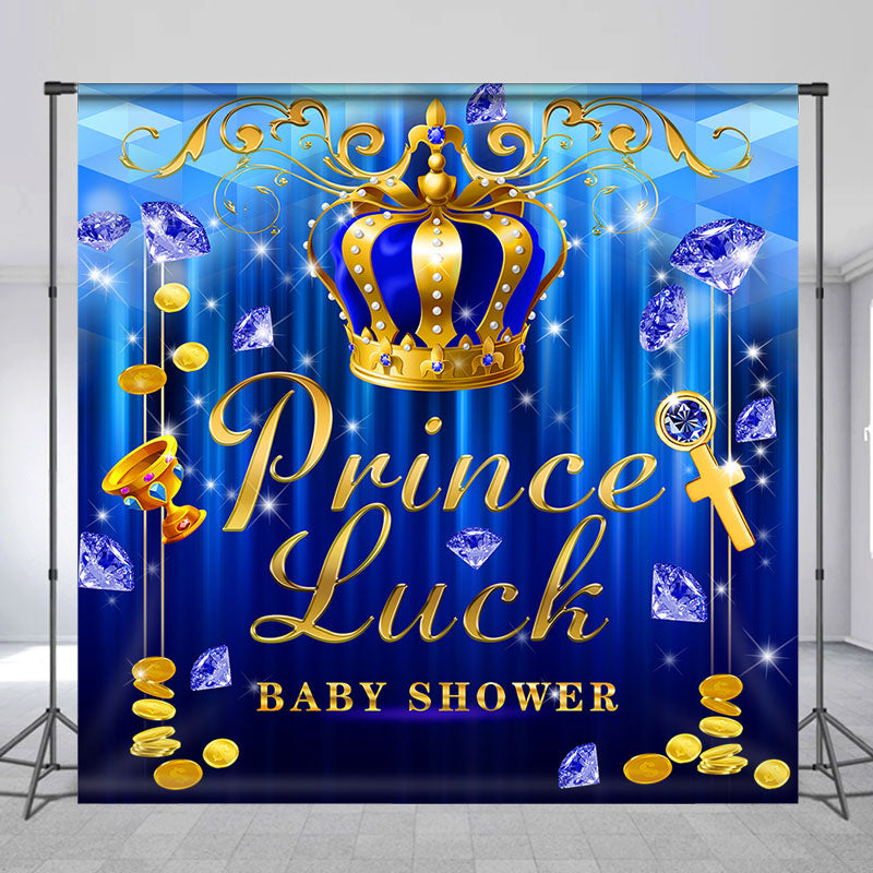 Lofaris Royal Blue Diamond Crown Custom Baby Shower Backdrop