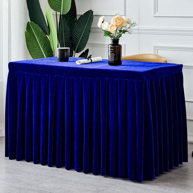 Lofaris Royal Blue Fitted Velvet Rectangle Table Skirts Cover