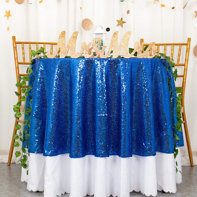 Lofaris Royal Blue Glitter Sequin Banquet Round Table Cover