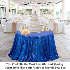 Lofaris Royal Blue Glitter Sequin Banquet Round Table Cover