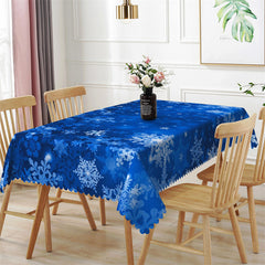 Lofaris Royal Blue Snowflake Christmas Rectangle Tablecloth