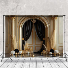 Lofaris Royal Gold Beige Arch Door Balls Photography Backdrop