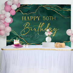 Lofaris Royal Green Gold Marble Happy 50th Birthday Backdrop