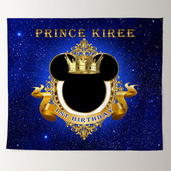 Lofaris Royal Prince Blue Gold Custom 1st Birthday Backdrop