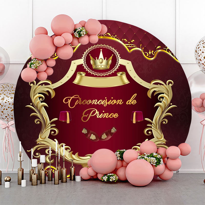 Lofaris Royal Red Gold Circumcision De Prince Round Backdrop