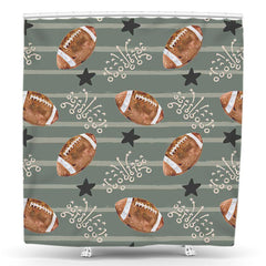 Lofaris Rugby Star Stripe Step And Repeat Shower Curtain