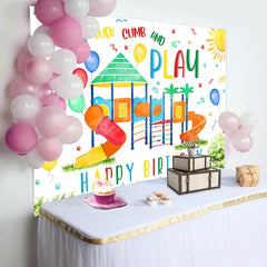 Lofaris Run And Play Colorful Slide Grass Birthday Backdrop