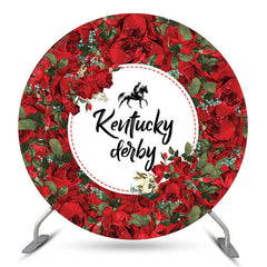 Lofaris Red Flowers Kentucky Derby Party Circle Backdrop