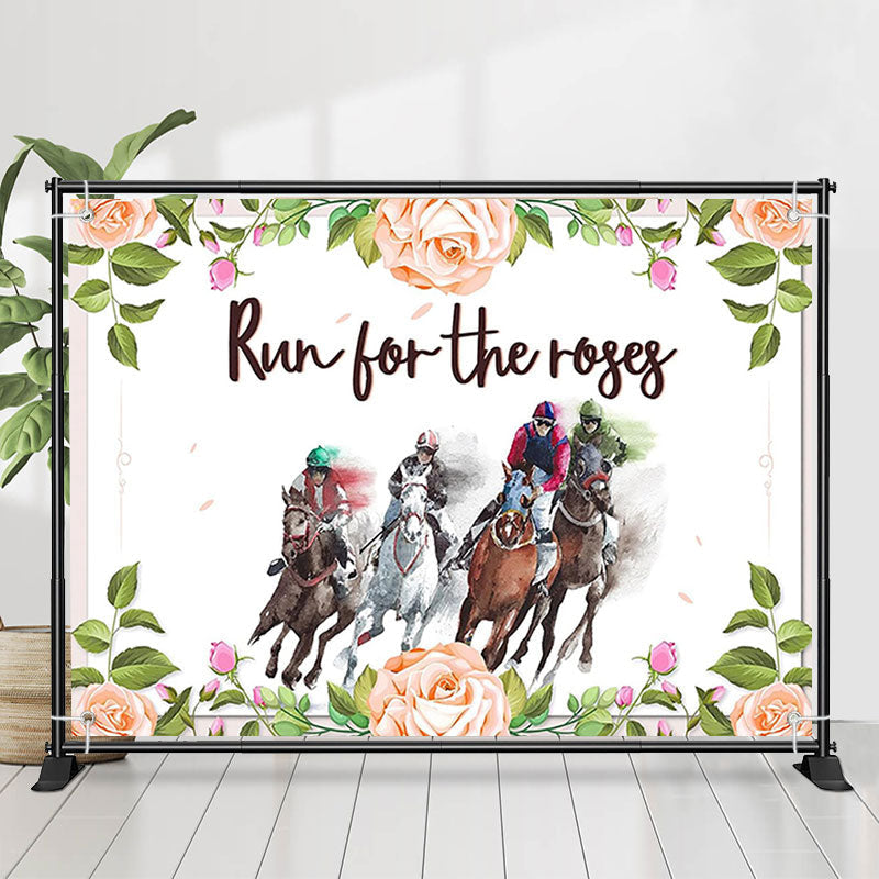 Lofaris Run For Roses Floral White Kentucky Derby Backdrop