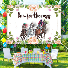 Lofaris Run For Roses Floral White Kentucky Derby Backdrop