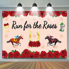 Lofaris Run For Roses Horses Red Pink Kentucky Derby Backdrop