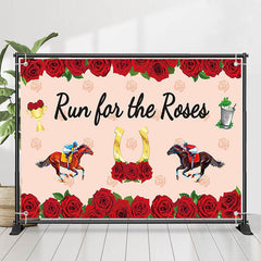 Lofaris Run For Roses Horses Red Pink Kentucky Derby Backdrop