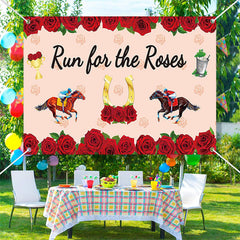 Lofaris Run For Roses Horses Red Pink Kentucky Derby Backdrop