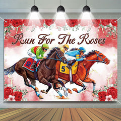 Lofaris Run For Roses Red Horses Kentucky Derby Backdrop