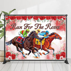 Lofaris Run For Roses Red Horses Kentucky Derby Backdrop