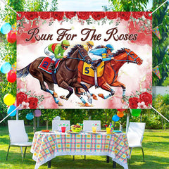 Lofaris Run For Roses Red Horses Kentucky Derby Backdrop