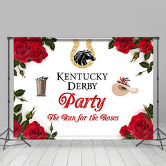 Lofaris Run For Roses White Kentucky Derby Party Backdrop