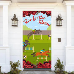 Lofaris Run For The Roses Kentucky Derby Cartoon Door Cover