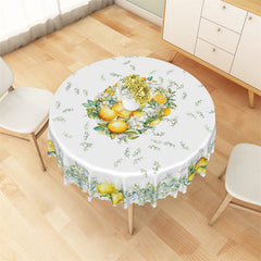 Lofaris Rural Lemon Green Leaves Decorative Round Tablecloth