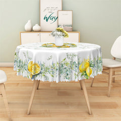 Lofaris Rural Lemon Green Leaves Decorative Round Tablecloth