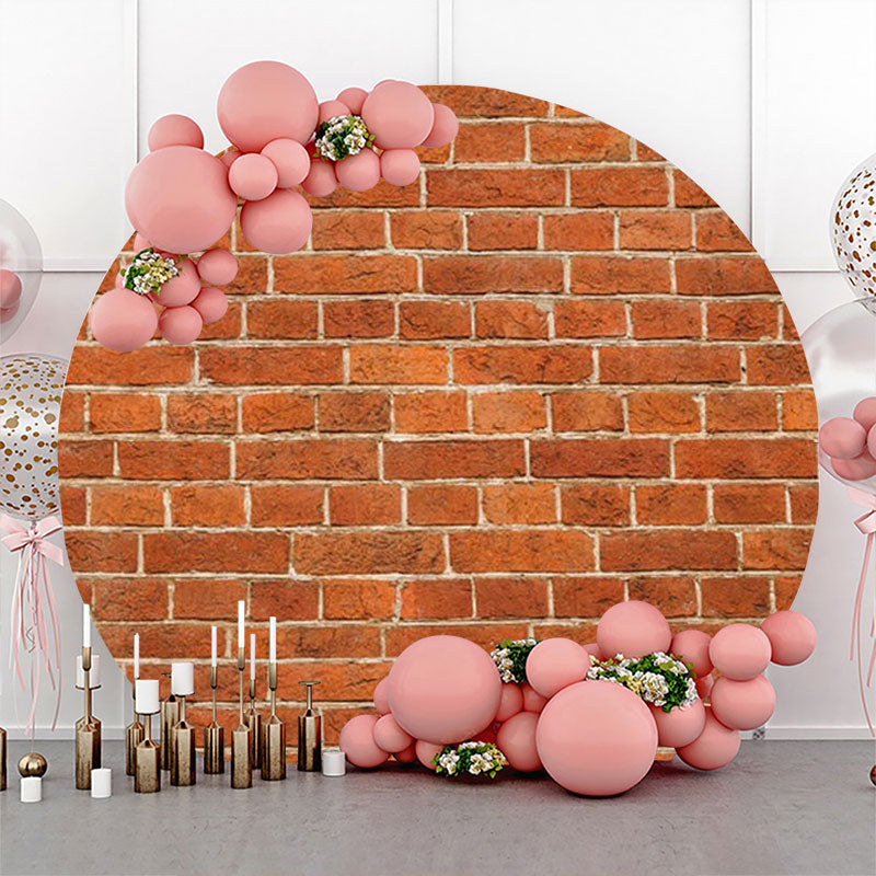 Lofaris Rust Color Brick Wall Round Backdrop For Birthday