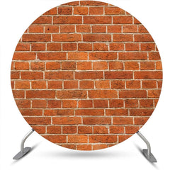 Lofaris Rust Color Brick Wall Round Backdrop For Birthday