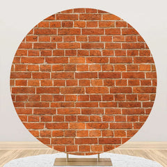 Lofaris Rust Color Brick Wall Round Backdrop For Birthday