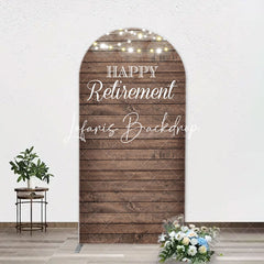 Lofaris Rustic Brown Wood Light Arch Retirement Backdrop