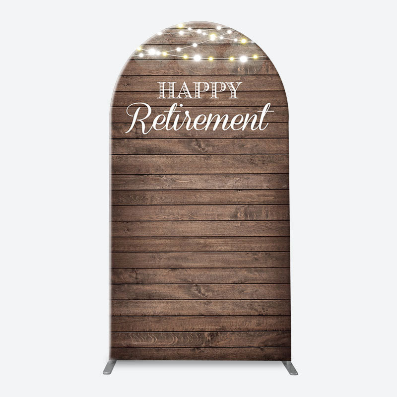 Lofaris Rustic Brown Wood Light Arch Retirement Backdrop