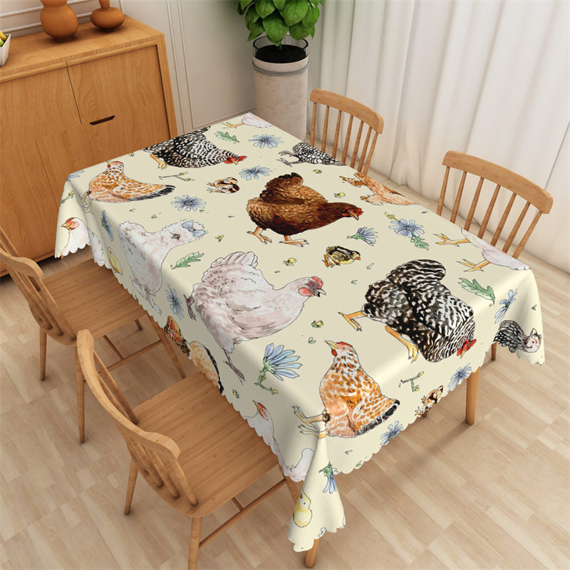 Lofaris Rustic Chicken Dining Room Rectangle Tablecloth