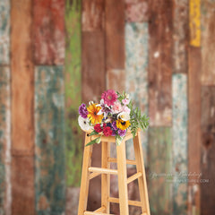 Lofaris Rustic Colorful Wood Portrait Photoshoot Backdrop