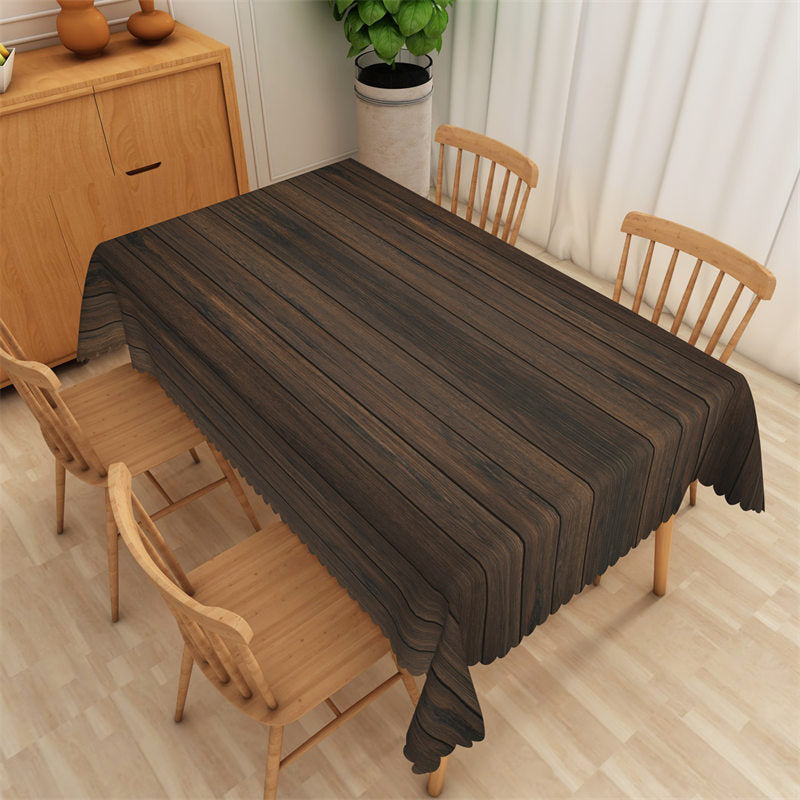 Lofaris Rustic Dark Brown Wood Country Style Tablecloth Decor