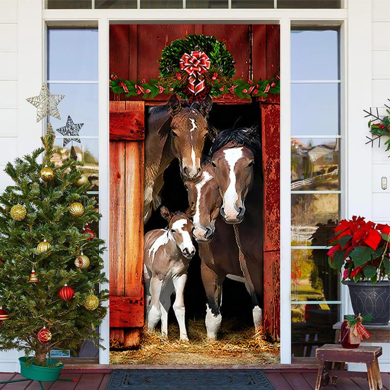 Lofaris Rustic Farm House Christmas Door Cover Decoration