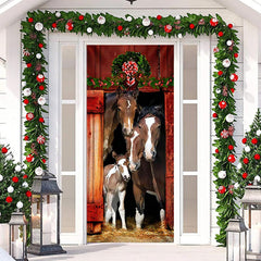 Lofaris Rustic Farm House Christmas Door Cover Decoration