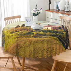 Lofaris Rustic Natural Scenery Green Field Round Tablecloth